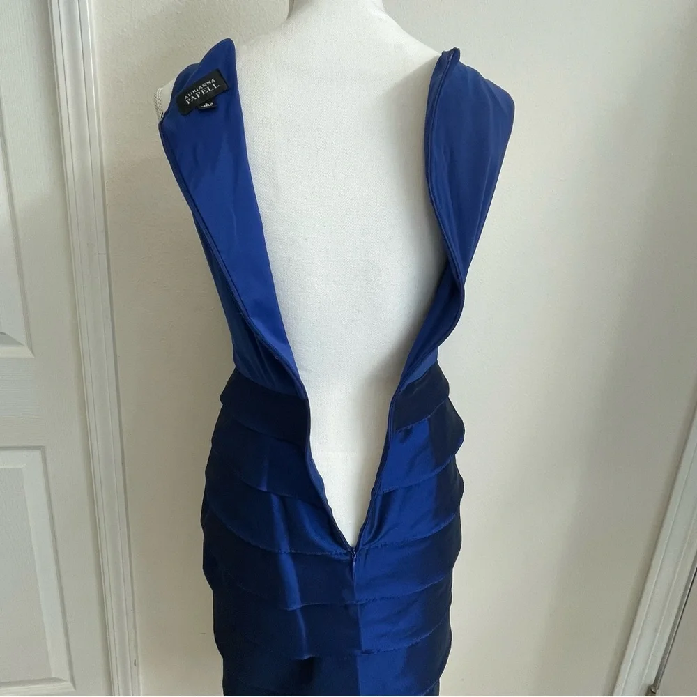 Adrianna Papell Cocktail Dress Women 6 Blue Sleeveless Tiered Ruffle Formal part